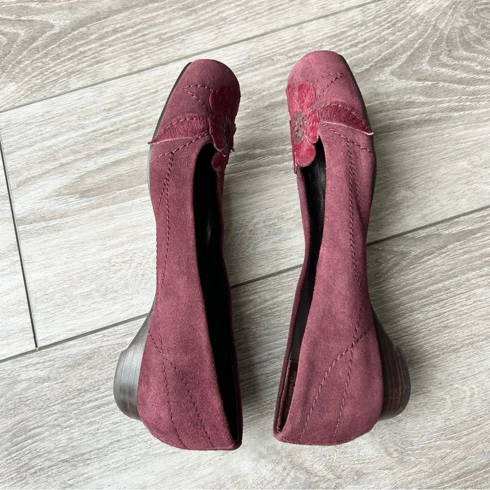 Studio Hype  Red Suede Leather Calf Hair Square Toe Flats - Picture 8 of 12